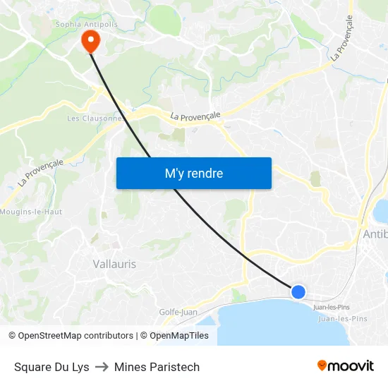 Square Du Lys to Mines Paristech map