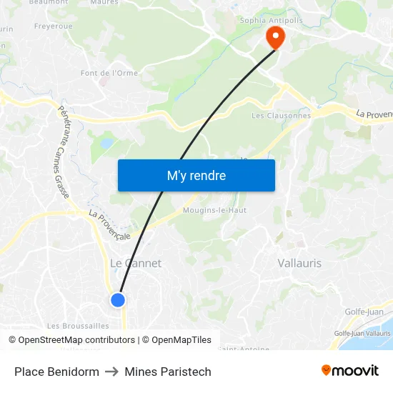 Place Benidorm to Mines Paristech map