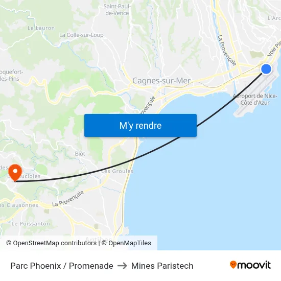Parc Phoenix / Promenade to Mines Paristech map