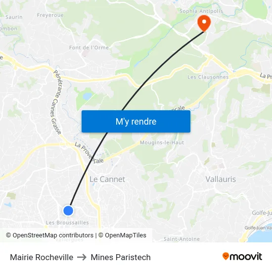 Mairie Rocheville to Mines Paristech map