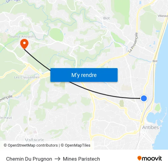 Chemin Du Prugnon to Mines Paristech map