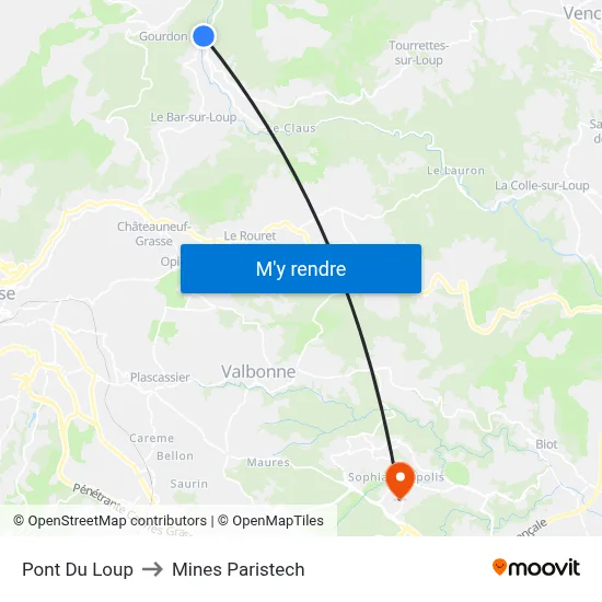 Pont Du Loup to Mines Paristech map
