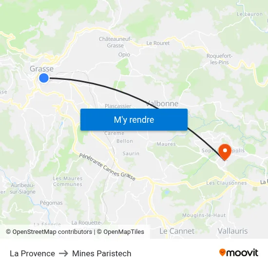 La Provence to Mines Paristech map