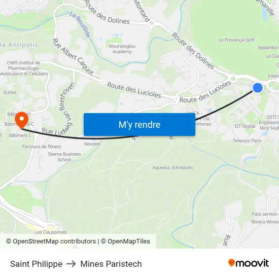 Saint Philippe to Mines Paristech map