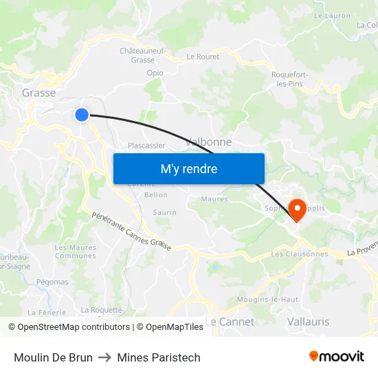 Moulin De Brun to Mines Paristech map