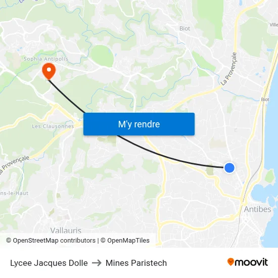 Lycee Jacques Dolle to Mines Paristech map