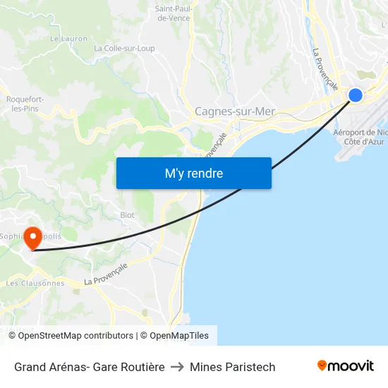 Grand Arénas - Gare Routière to Mines Paristech map