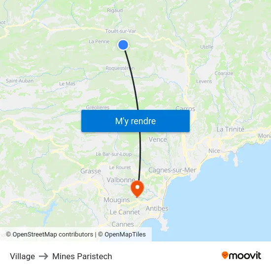 Village to Mines Paristech map