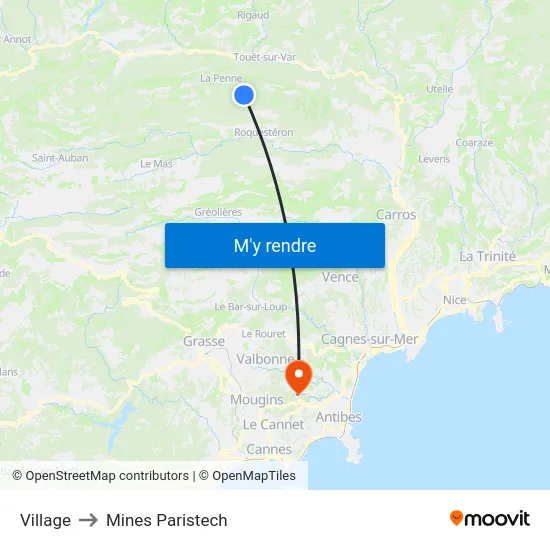 Village to Mines Paristech map