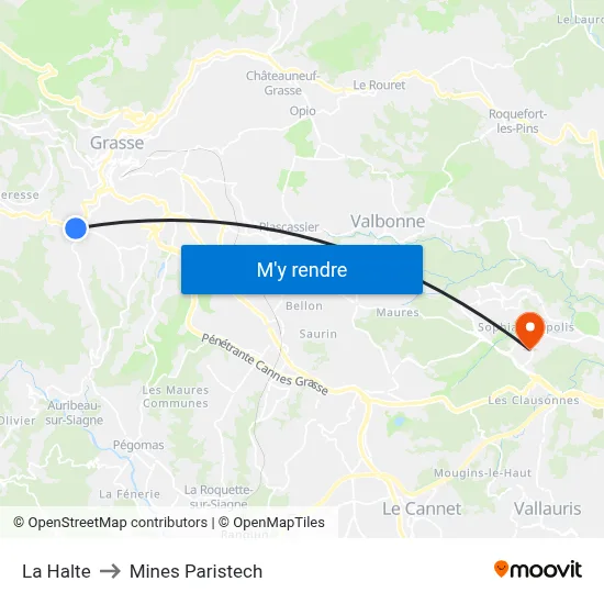 La Halte to Mines Paristech map