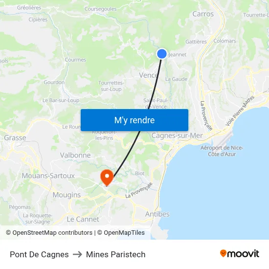 Pont De Cagnes to Mines Paristech map