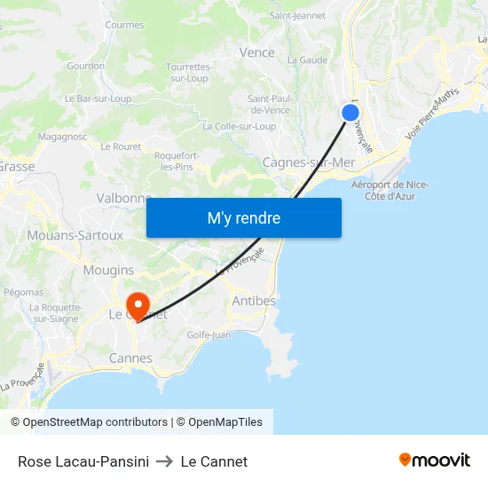 Rose Lacau-Pansini to Le Cannet map