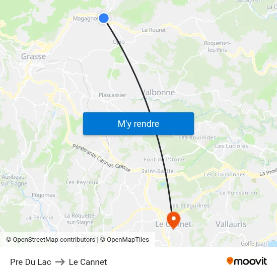 Pre Du Lac to Le Cannet map