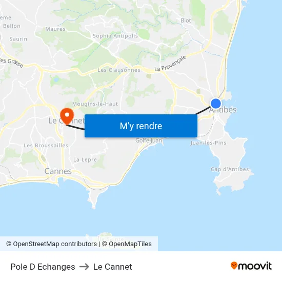 Pole D Echanges to Le Cannet map