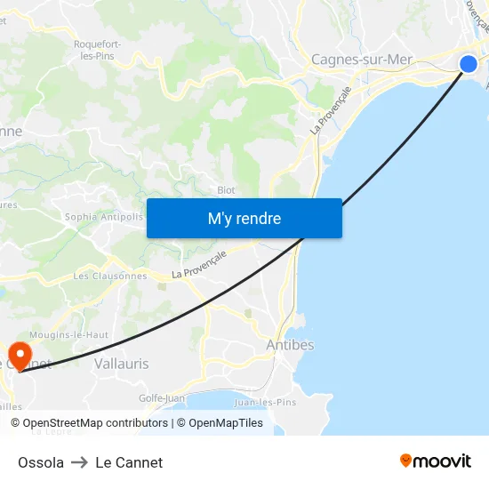 Ossola to Le Cannet map