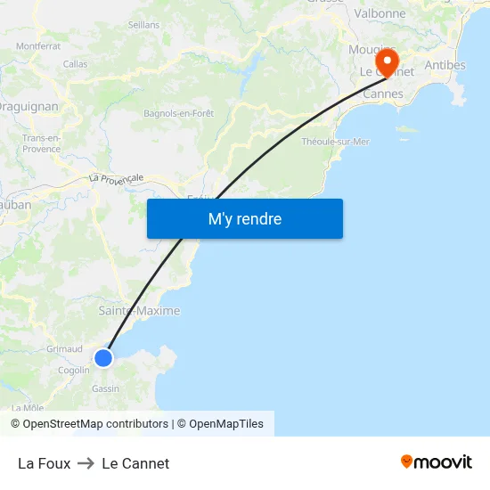 La Foux to Le Cannet map