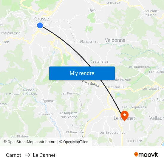 Carnot to Le Cannet map