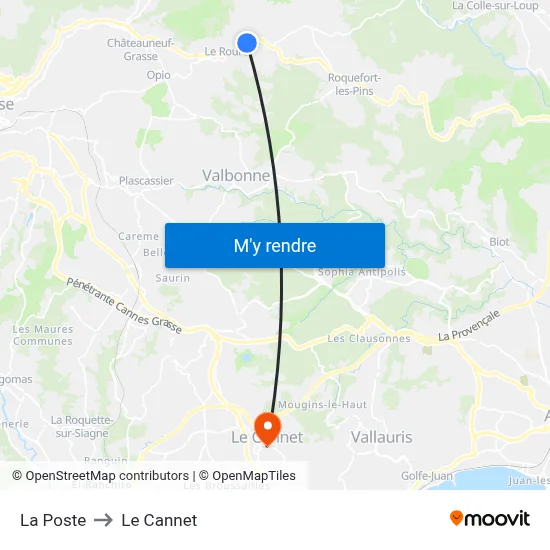 La Poste to Le Cannet map