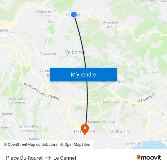 Place Du Rouret to Le Cannet map