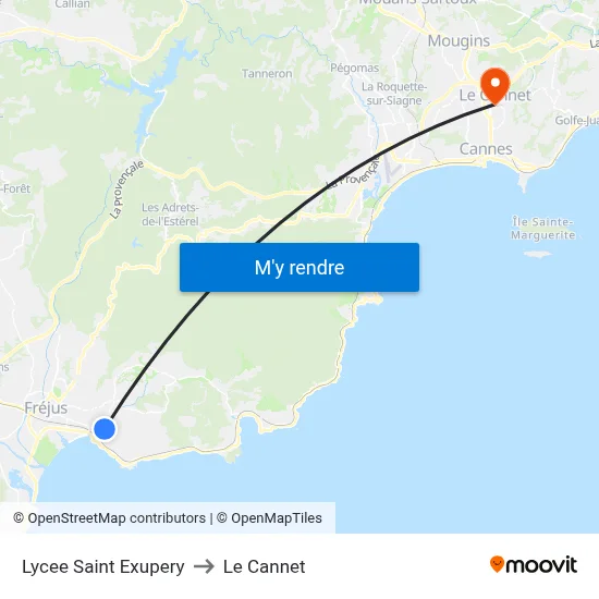 Lycee Saint Exupery to Le Cannet map