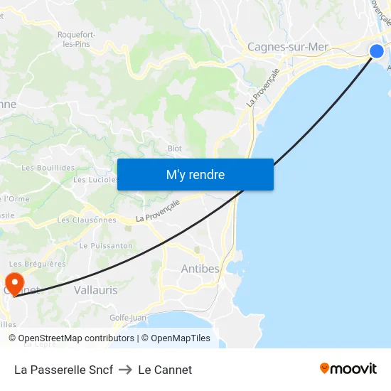 La Passerelle Sncf to Le Cannet map