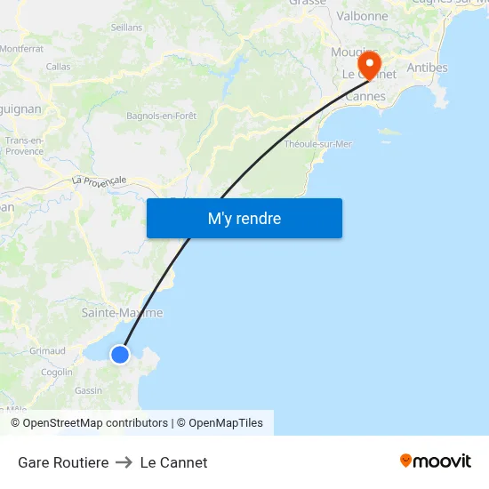 Gare Routiere to Le Cannet map