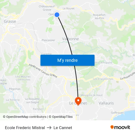 Ecole Frederic Mistral to Le Cannet map