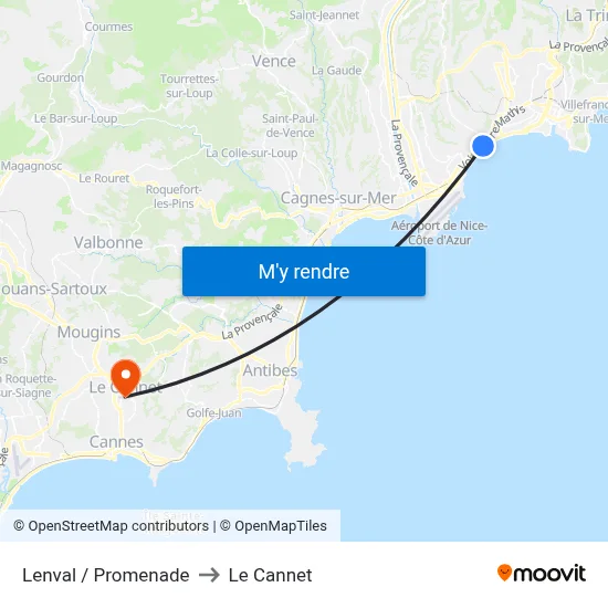 Lenval / Promenade to Le Cannet map