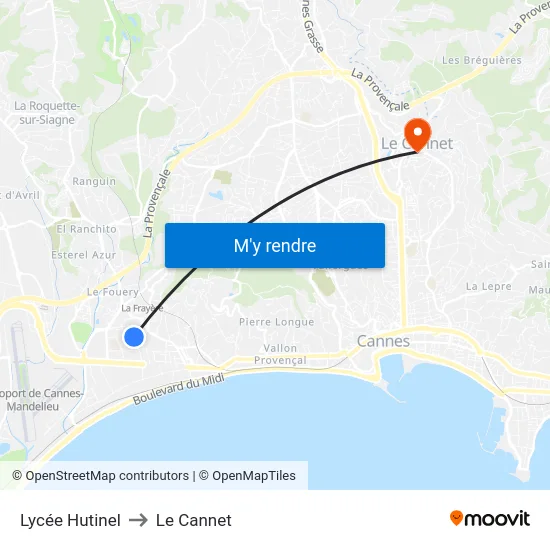 Lycée Hutinel to Le Cannet map