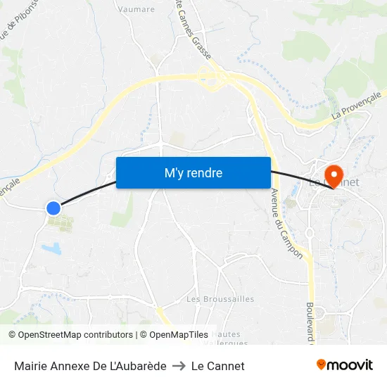 Mairie Annexe De L'Aubarède to Le Cannet map