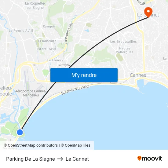 Parking De La Siagne to Le Cannet map