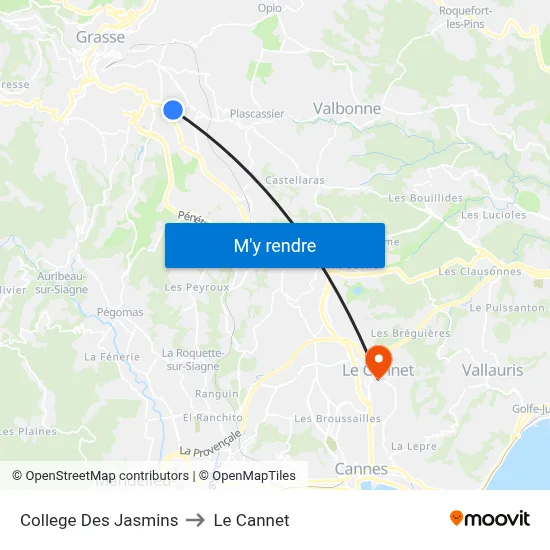 College Des Jasmins to Le Cannet map
