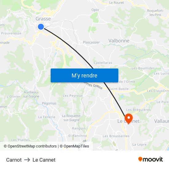 Carnot to Le Cannet map