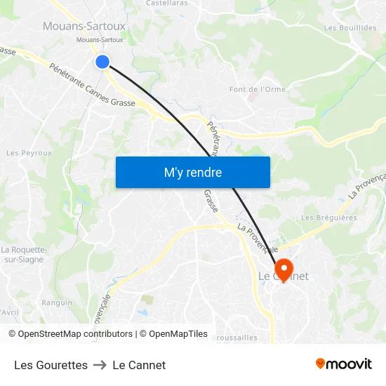 Les Gourettes to Le Cannet map