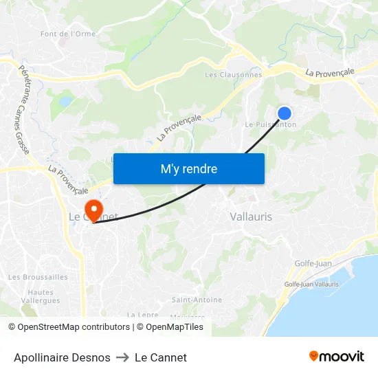 Apollinaire Desnos to Le Cannet map