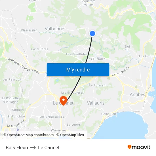 Bois Fleuri to Le Cannet map