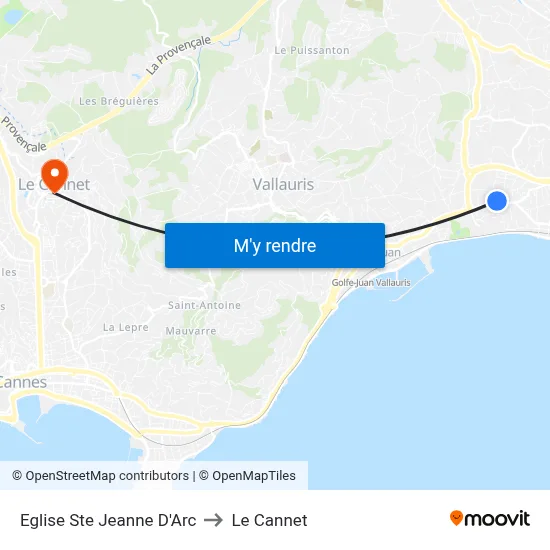 Eglise Ste Jeanne D'Arc to Le Cannet map