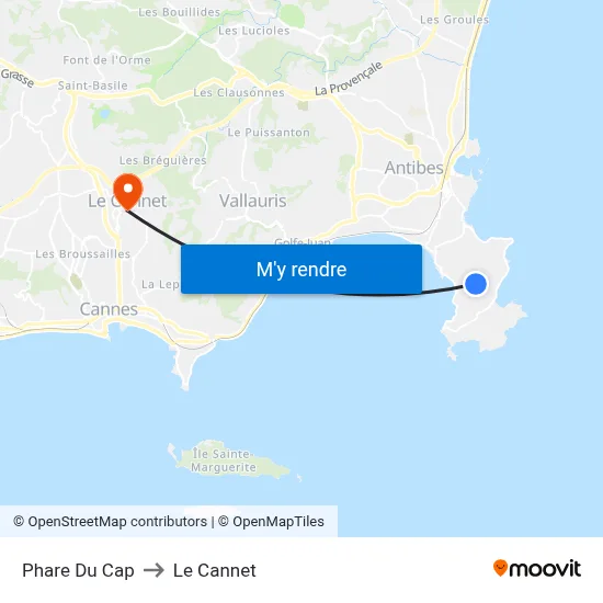 Phare Du Cap to Le Cannet map