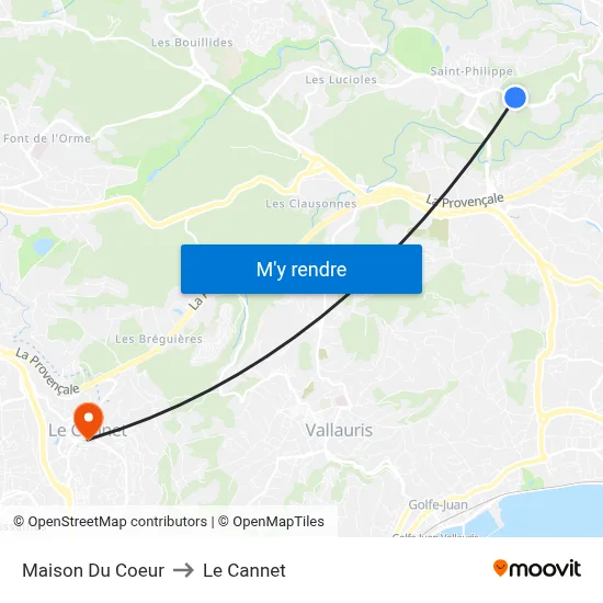 Maison Du Coeur to Le Cannet map