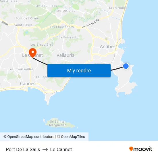 Port De La Salis to Le Cannet map