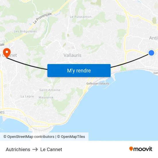 Autrichiens to Le Cannet map