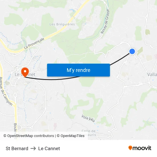 St Bernard to Le Cannet map