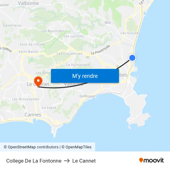 College De La Fontonne to Le Cannet map