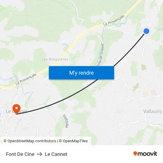 Font De Cine to Le Cannet map