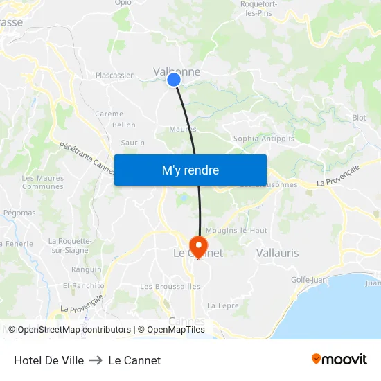 Hotel De Ville to Le Cannet map