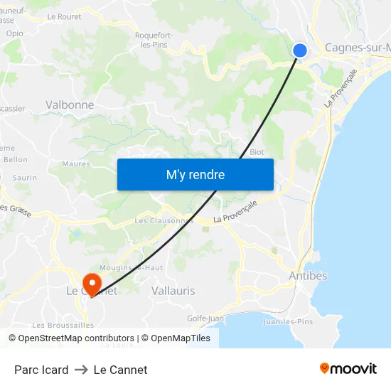 Parc Icard to Le Cannet map