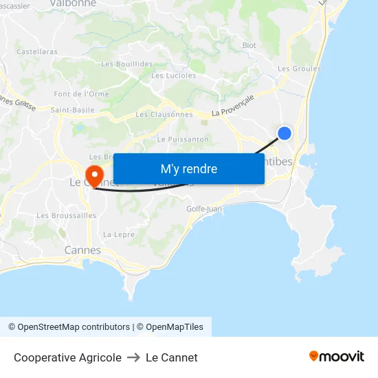 Cooperative Agricole to Le Cannet map