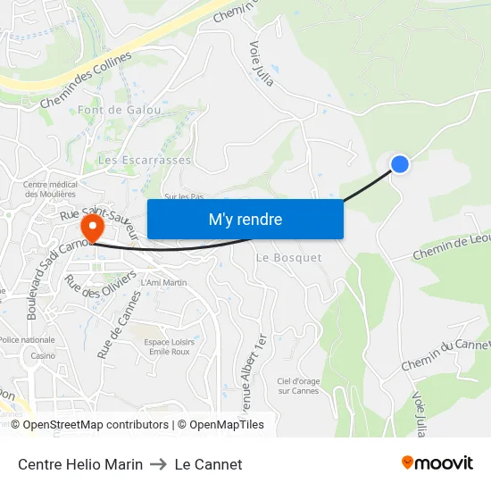 Centre Helio Marin to Le Cannet map