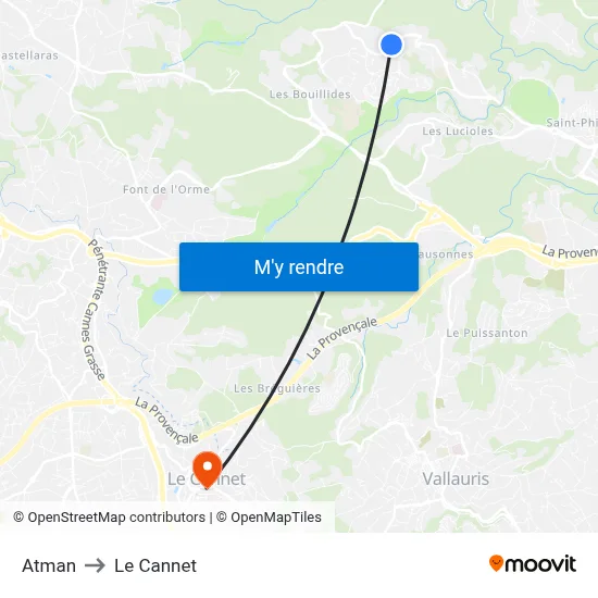 Atman to Le Cannet map