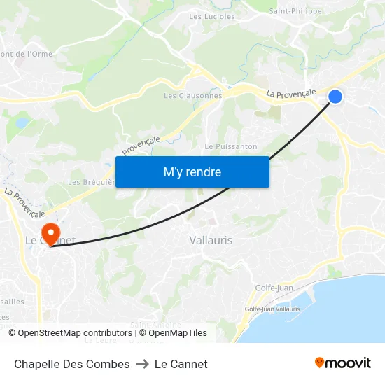 Chapelle Des Combes to Le Cannet map